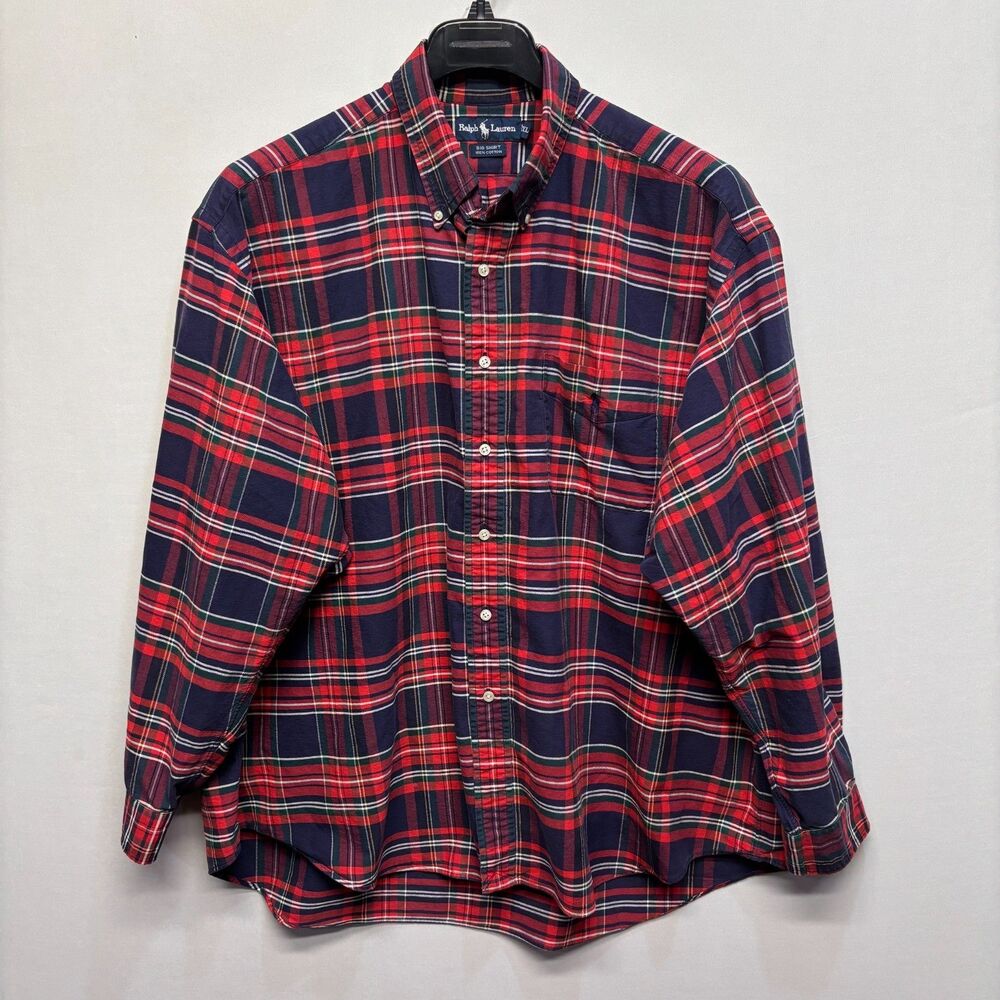 Vintage Ralph Lauren The Big Shirt Men Button Shirt Size XXL 2XL Plaid D095 -11